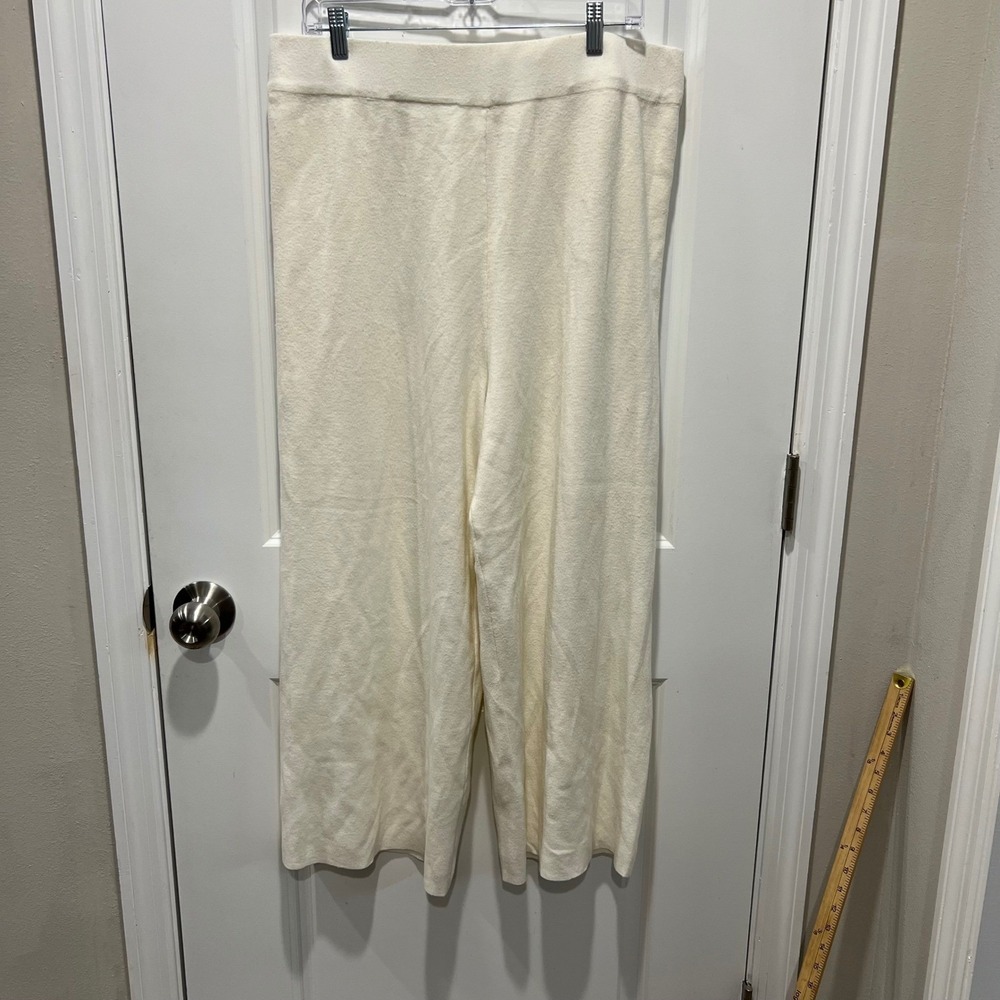 Marled Womens Knit Wide Leg Pants Soft Cozy Cream XL